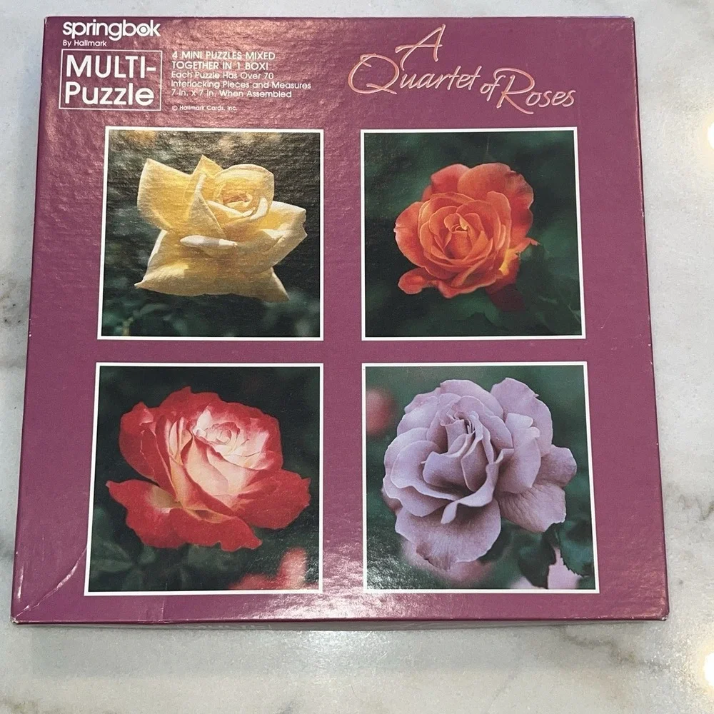 Vintage Springbok Multi Puzzle A Quarter of Roses Complete Hallmark Mini 4 in 1